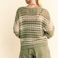 Davi & Dani Contrast Striped Crochet Drop Shoulder Knit Cover Up