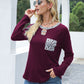 Cutout Leopard Round Neck Long Sleeve T-Shirt