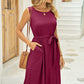 FULL SIZE Tied Round Neck Sleeveless Dress