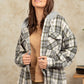 Drawstring Plaid Long Sleeve Hooded Jacket