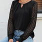 Cutout Round Neck Lace Long Sleeve Blouse
