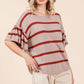 Mittoshop Striped Flounce Sleeve Knit Top