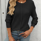 Round Neck Dropped Shoulder Knit Top