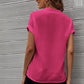 Full Size Notched Short Sleeve Blouse
