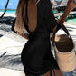 Backless Openwork Drawstring Round Neck Cover Up