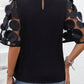 Applique Round Neck Half Sleeve Blouse