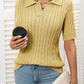 Mandy Cable Knit Johnny Collar Half Sleeve Sweater