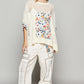 POL Hollow Out Floral Half Sleeve Knit Top