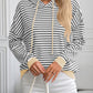 Mandy Striped Long Sleeve Hooded Knit Top
