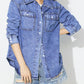 Curved Hem Collared Neck Denim Top
