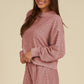 Round Neck Long Sleeve Checkered Top and Shorts Set