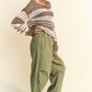Davi & Dani Contrast Striped Crochet Drop Shoulder Knit Cover Up