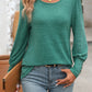 Full Size Decorative Button Round Neck Long Sleeve T-Shirt