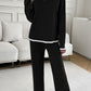 Contrast Trim Round Neck Top and Pants Set