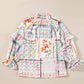 Ruffled Printed Tie Neck Three-Quarter Sleeve Blouse