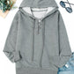 Lace-Up Dropped Shoulder Hoodie