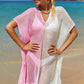 Double Take Openwork Contrast Slit Knit Cover Up