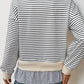 Perfee Faux Layered Striped Long Sleeve Sweatshirt