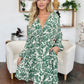 Double Take Full Size Printed Ruched Balloon Sleeve Dress