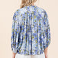 Mittoshop Flower Print Batwing Sleeve Button Down Blouse