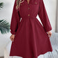 Collared Neck Long Sleeve Dress with Pockets