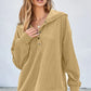 Half Snap Long Sleeve Dropped Shoulder Hoodie