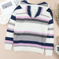 Plus Size Striped Long Sleeve Hooded Sweater