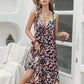 Printed Plunge Sleeveless Midi Dress