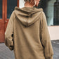 Waffled Knit Exposed Seam Drawstring Hoodie