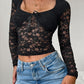 Devine Scoop Neck Long Sleeve Lace Top