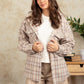 Drawstring Plaid Long Sleeve Hooded Jacket