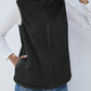 Full Size Fuzzy Zip Up Vest Coat with Pockets