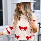 Bow Round Neck Dropped Shoulder Sweater