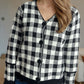 Plaid V-Neck Button Up Cardigan