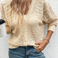 Openwork Button Up Long Sleeve Cardigan