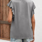 Full Size Ruffled Notched Cap Sleeve T-Shirt