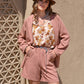 Lace Detail Collared Neck Long Sleeve Top and Shorts Set