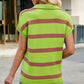 Striped Johnny Collar Cap Sleeve Sweater