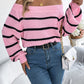 Striped Off-Shoulder Long Sleeve Sweater