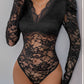 Perfee Lace V-Neck Long Sleeve Bodysuit