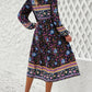 Tassel Tied Printed Long Sleeve Dress