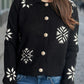 Pearl Trim Collared Neck Long Sleeve Cardigan