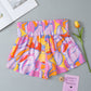 Contrast Print Elastic Waist High Waist Shorts