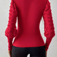 Swiss Dot V-Neck Long Sleeve Top