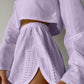 Eyelet Round Neck Top and Shorts Set