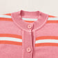 Striped Button Down Long Sleeve Cardigan