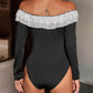 Perfee Sequin Ruffled Off-Shoulder Long Sleeve Bodysuit