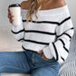Striped Off-Shoulder Long Sleeve Sweater