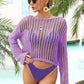 SO SUMMER Long Sleeve Round Neck Openwork Cover-Up