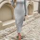 Devine Tied V-Neck Long Sleeve Sweater Dress